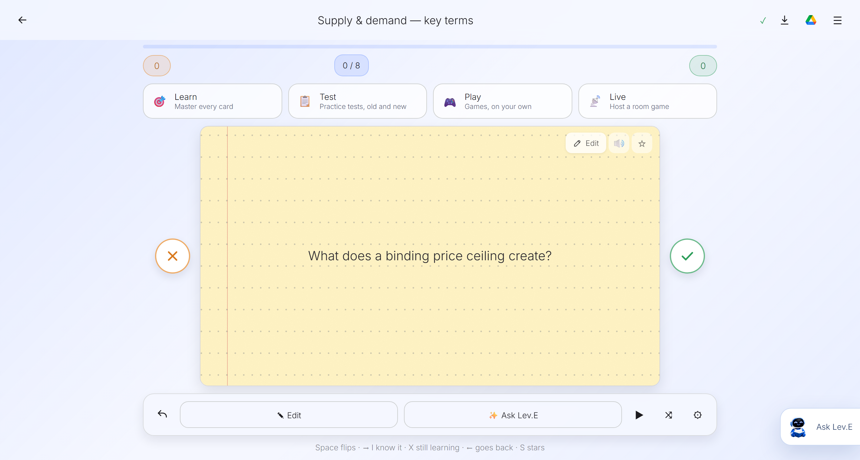 CleverlyAI cue card asking how to say take in Spanish