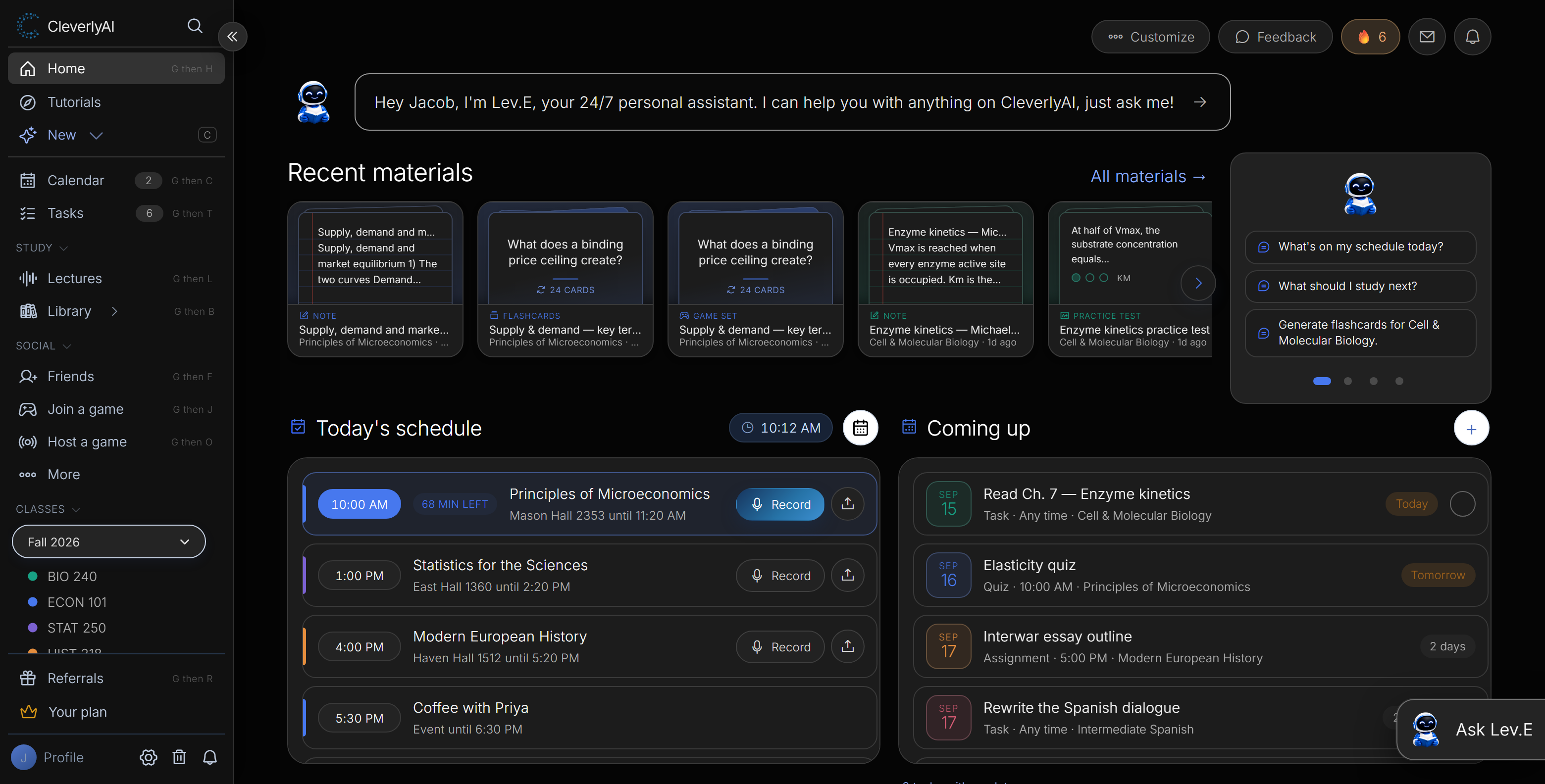 CleverlyAI workspace in the dark color theme