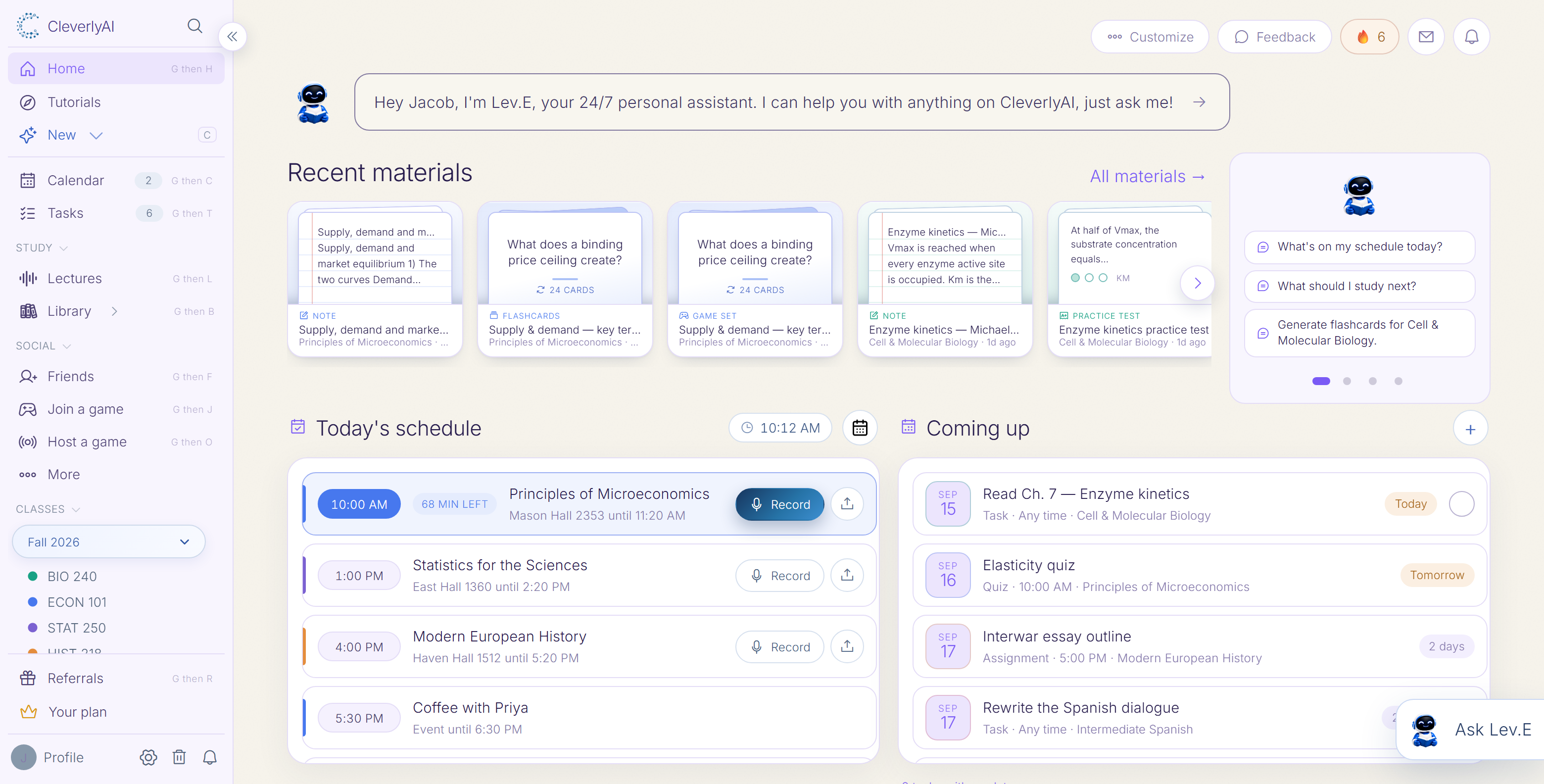 CleverlyAI workspace in the lavender color theme