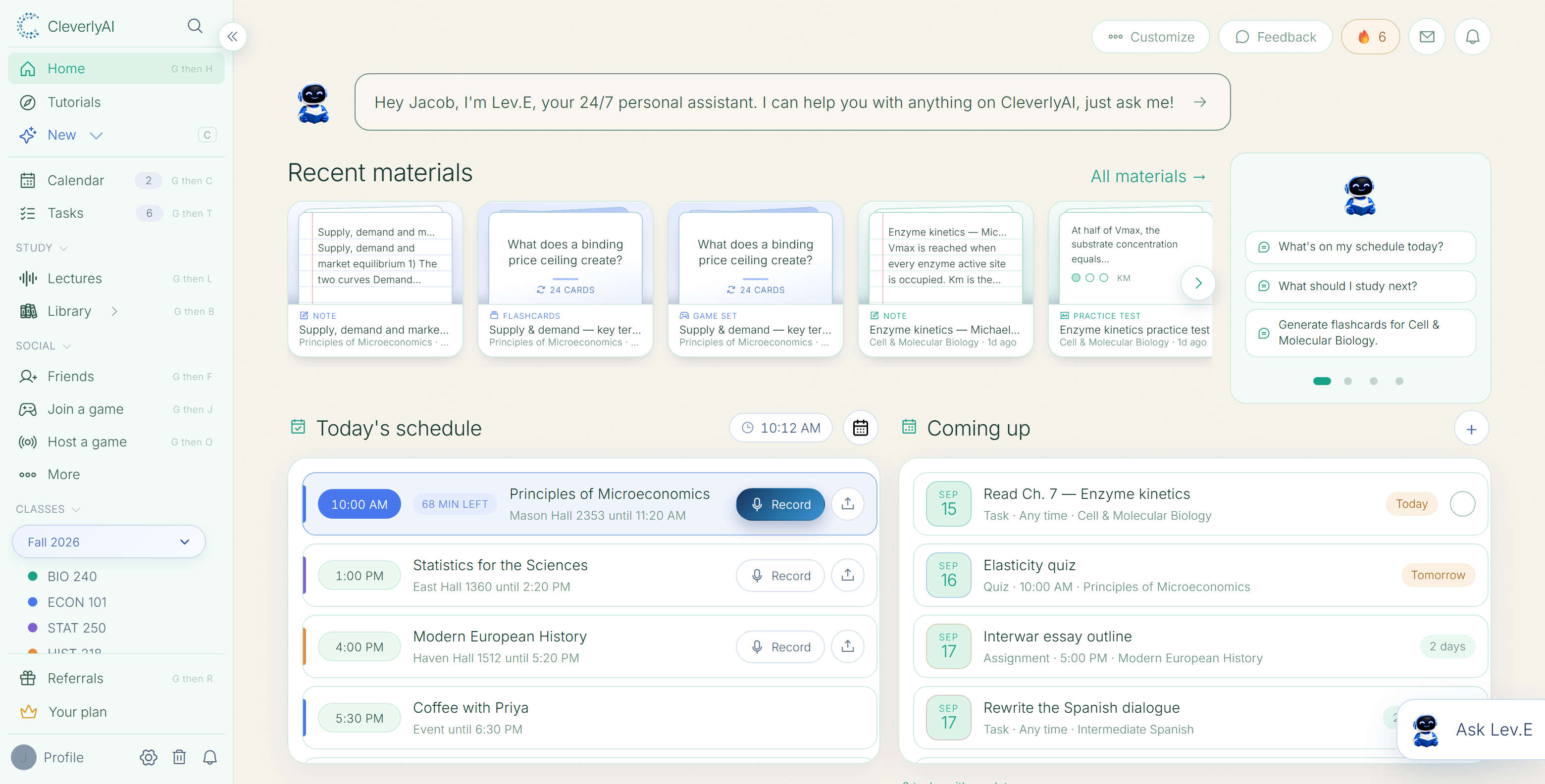 CleverlyAI workspace in the mint color theme