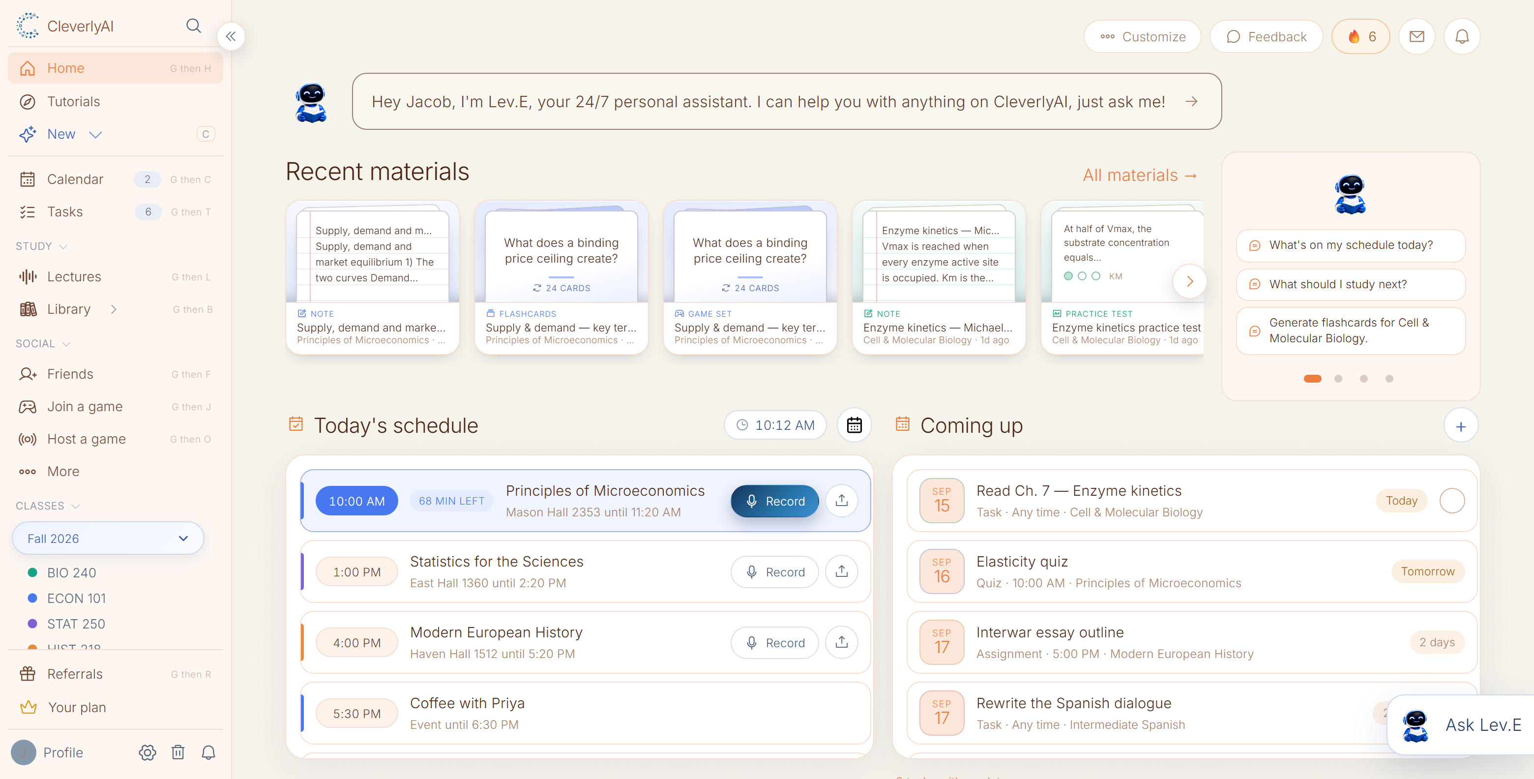 CleverlyAI workspace in the peach color theme