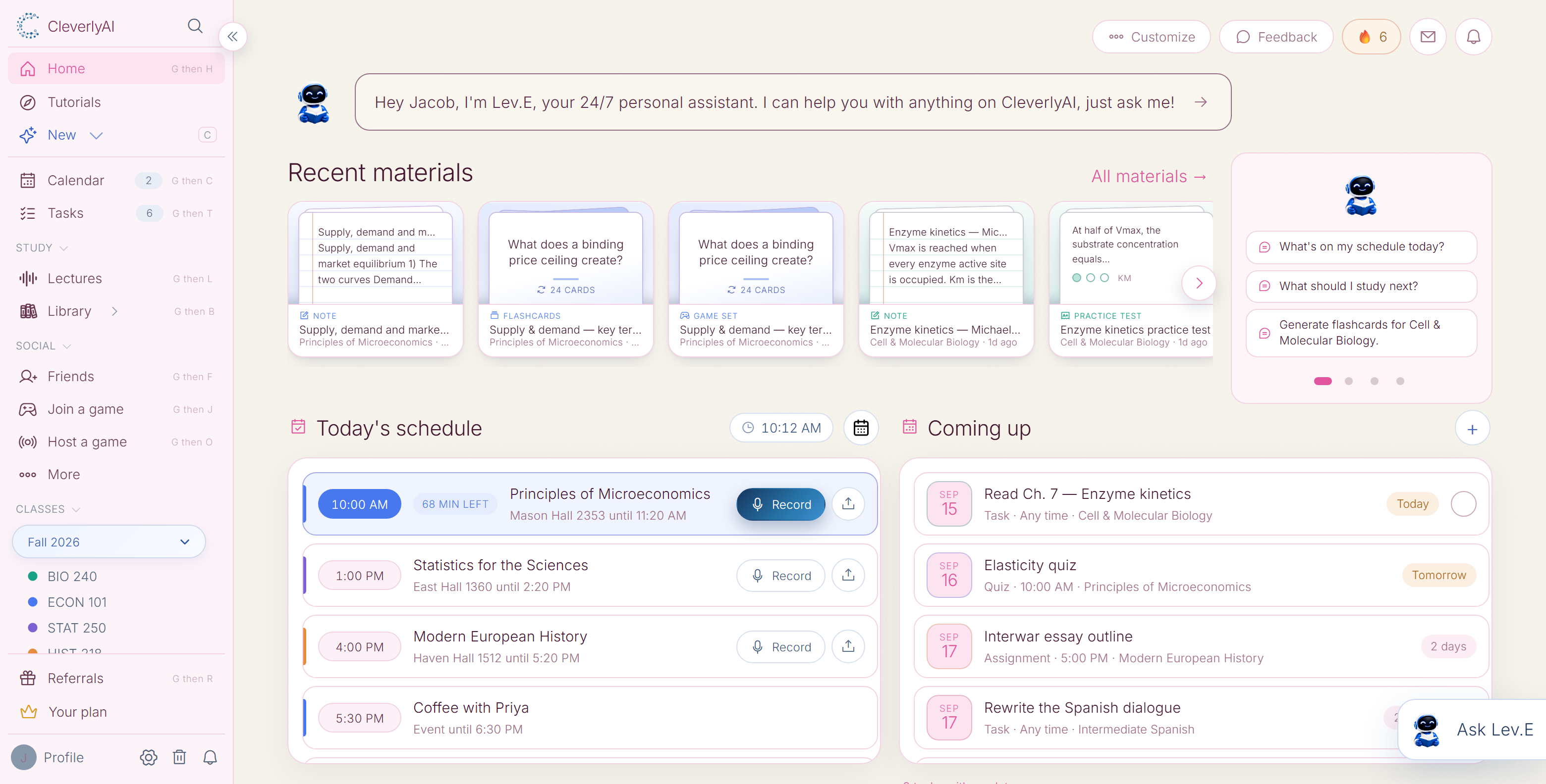 CleverlyAI workspace in the pink color theme